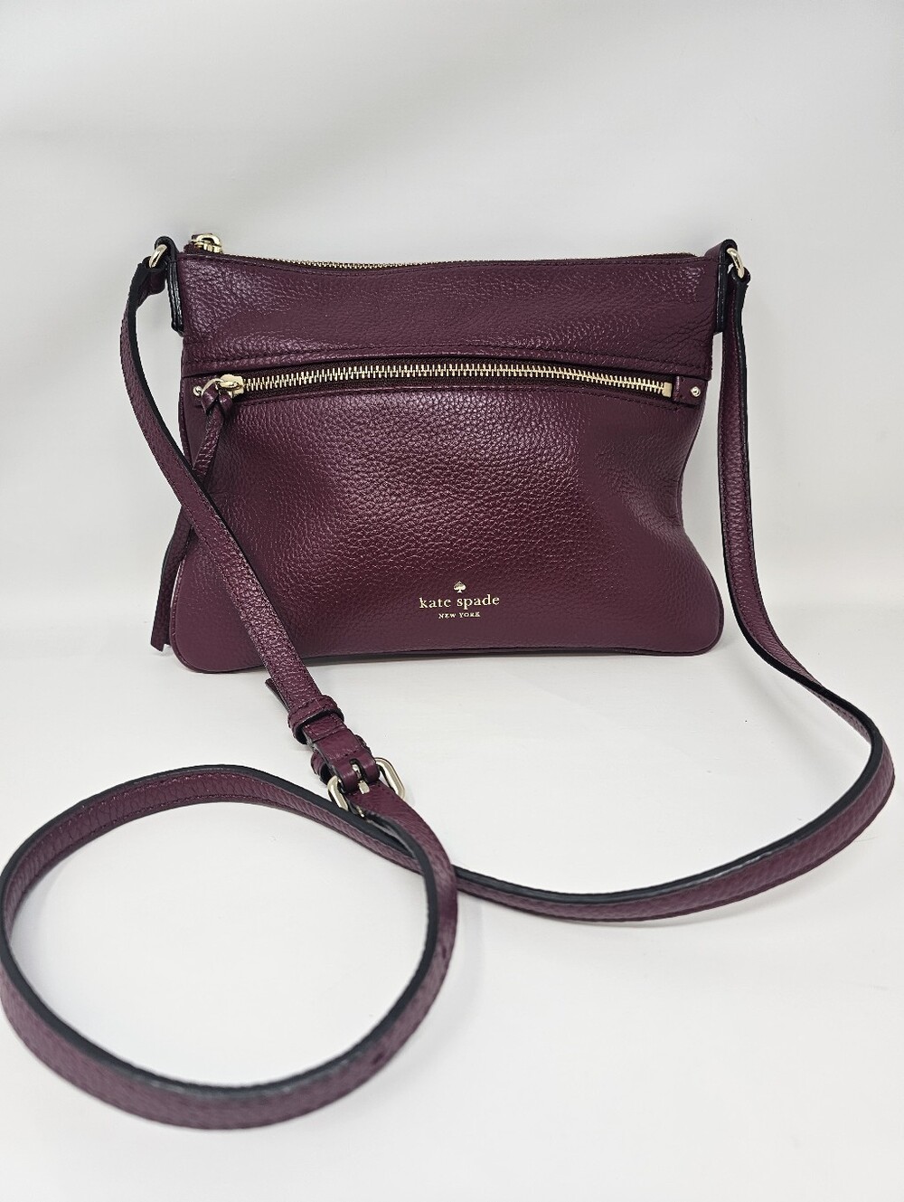 Kate Spade Jackson Street Melisse Burgundy Pebbled Leather Crossbody Handbag